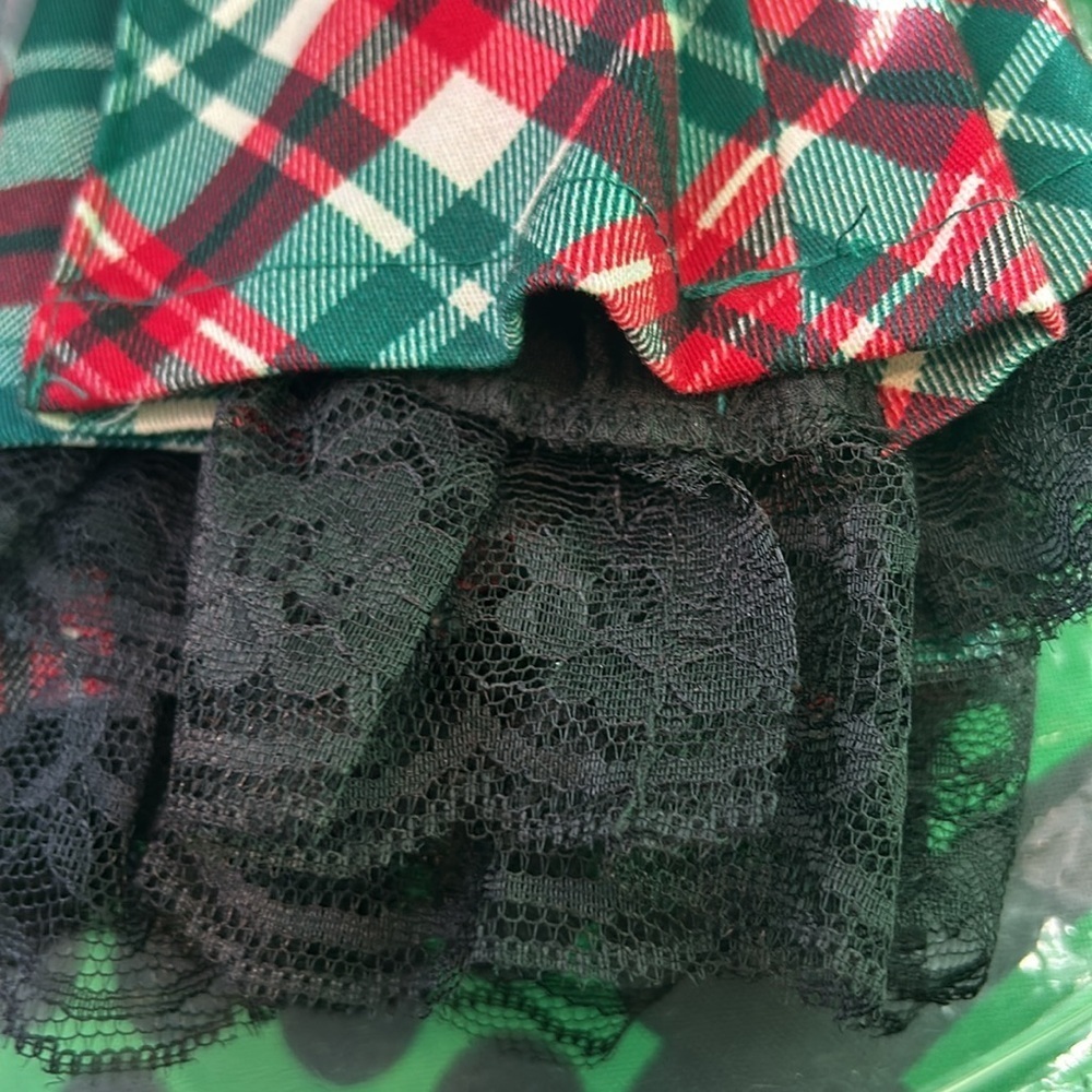 Dolls Kill Plaid ONLY Mini Skirt with Lace Trim - Picture 4 of 6
